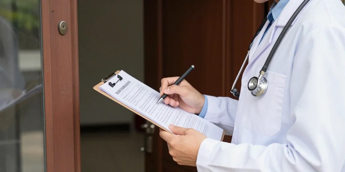 Médecin contrôleur en visite au domicile d'un salarié en arrêt maladie